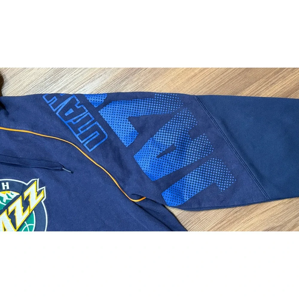 VTG Y2K Adidas Utah Jazz Logo NBA Hoodie Sweatshirt Navy Blue Men's Sz L